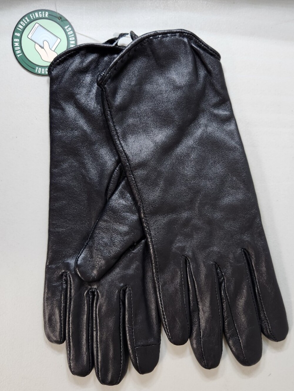 NWT Womens |L| Black Genuine Leather Lined Touch Screen Technology Gloves